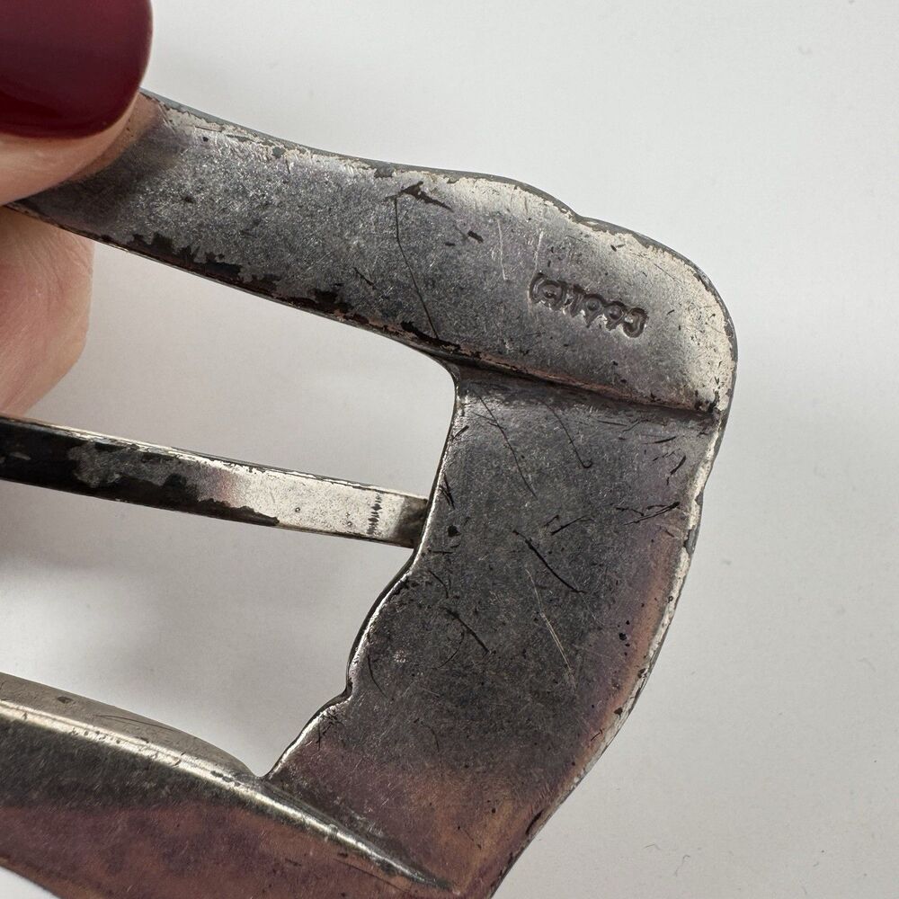 Vintage ONYX 19403 Black Leather Belt Size 28 Marked 1993 90s Silver Buckle Tip - Picture 14 of 14